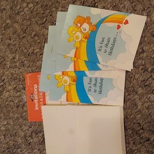 Vintage Care Bear birthday invites set of 6